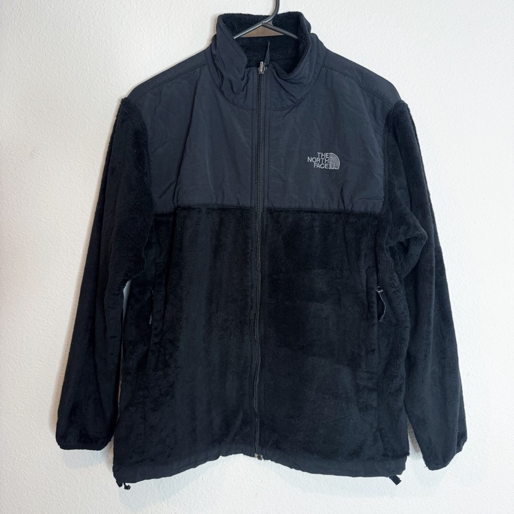 The North Face girl’s Denali black fuzzy plush jacket size XL youth